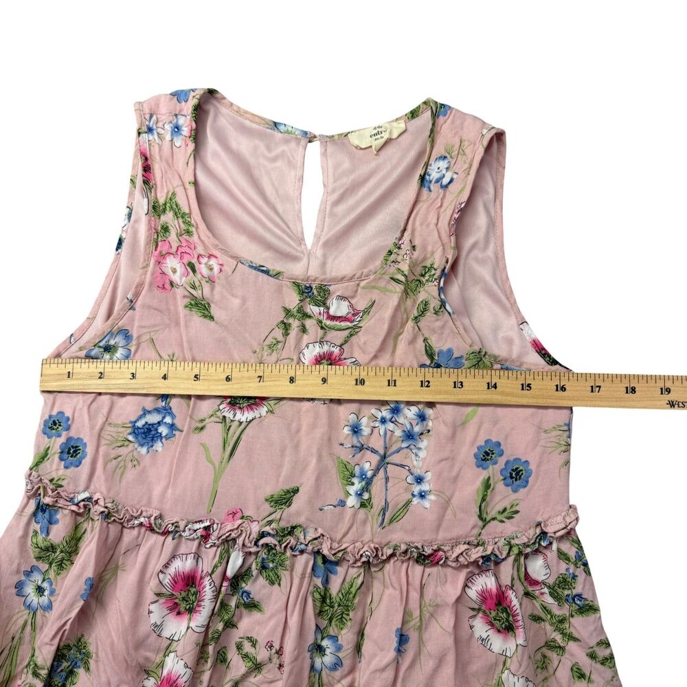 Entro Dress Women's Medium Pink Sleeveless Floral Midi Ruffled Lined Bohemian - Picture 7 of 11